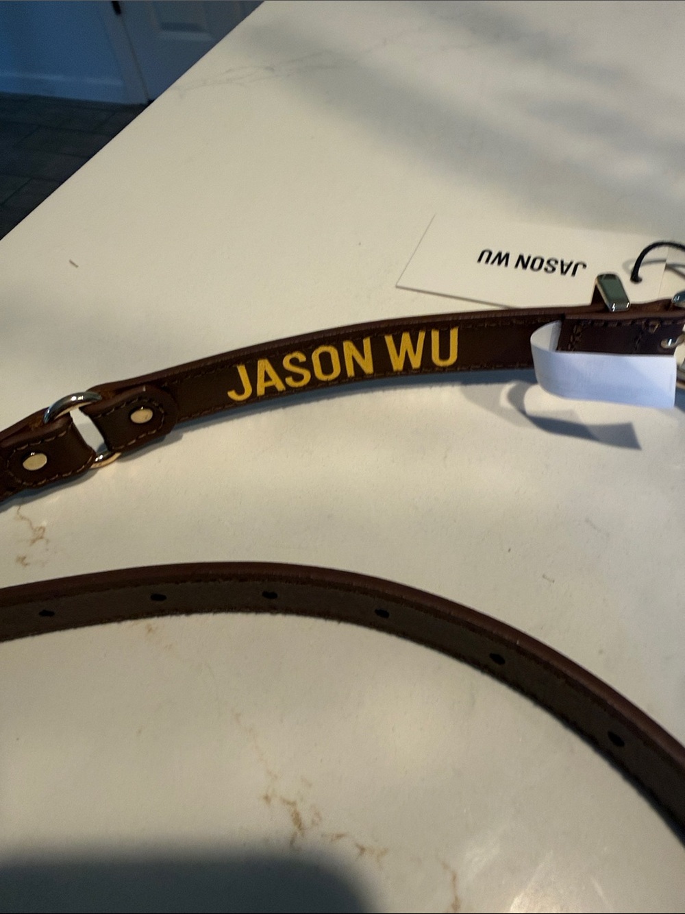 Jason Wu Brown Leather Belt with Gold-Tone Buckle - Picture 5 of 7